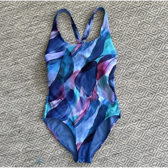 Athleta Swimsuit Womens XXS One Piece Malibu Low‎ Back Racerback Beach Swim - Picture 1 of 6